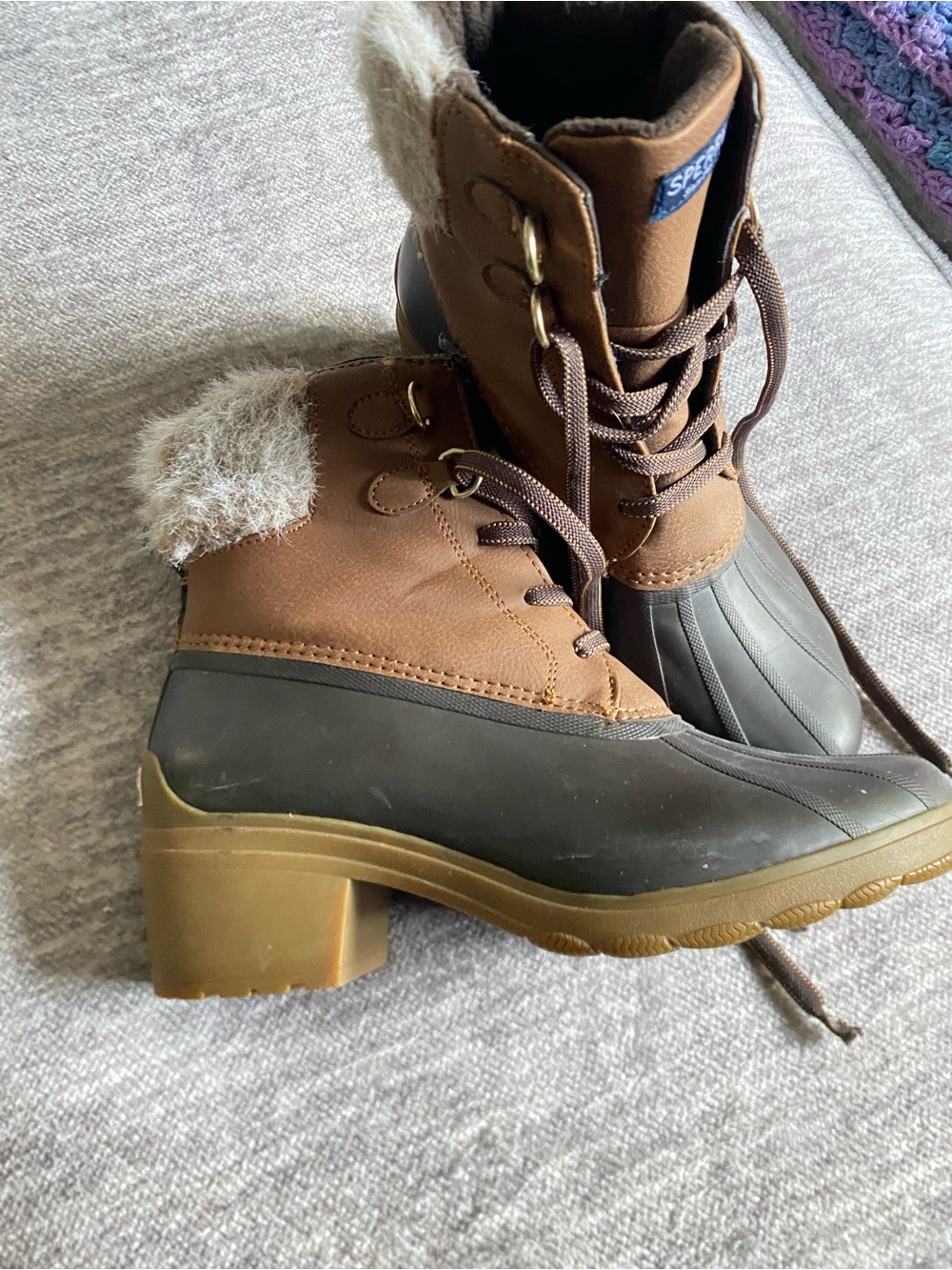 Sperry Brown Leather and Dark Gray Rubber Duck Boots - Picture 2 of 4